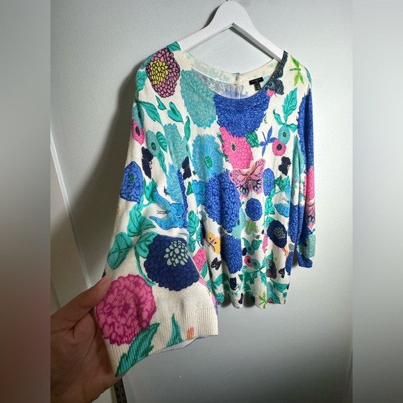 Talbots Soft Knit Butterflies Floral Back Button Up Cardigan Colorful Size 1X - Picture 10 of 14